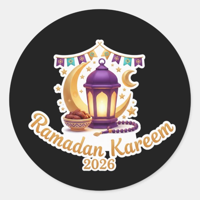 Pegatina Redonda Ramadan Kareem 2026 Festive Celebration Sticker (Anverso)