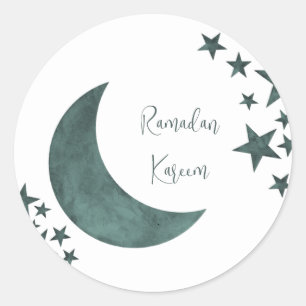 Pegatina Redonda Ramadan Kareem creciente Islam mubarak estrellas P