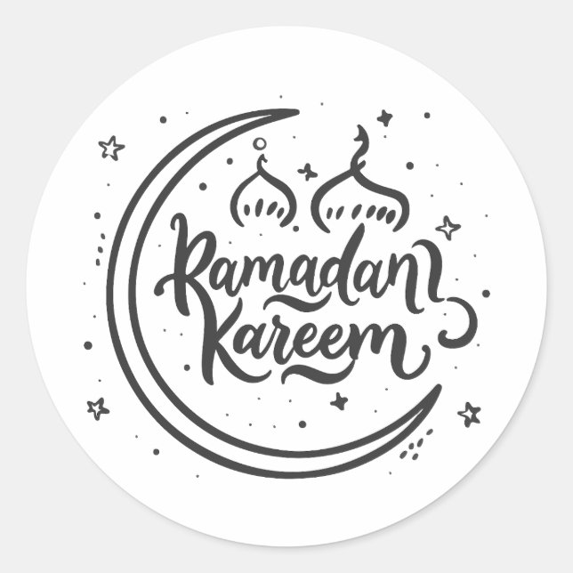 Pegatina Redonda Ramadan Kareem Mes Sagrado Islámico en ayunas (Anverso)