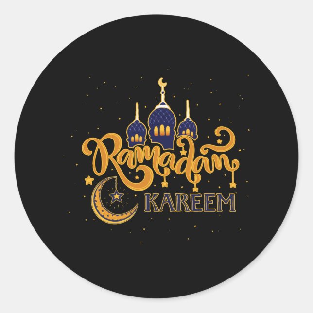 Pegatina Redonda Ramadan Kareem Mubarak Ayunando (Anverso)