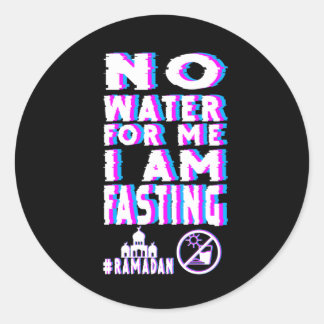 Pegatina Redonda Ramadan Kareem Mubarak ayunando sin agua