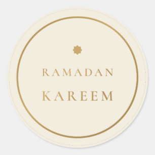 Pegatina Redonda Ramadán Kareem Sticker Crema Elegante Dorado