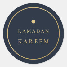 Ramadán Kareem Sticker Elegante Azul Marino y Dora