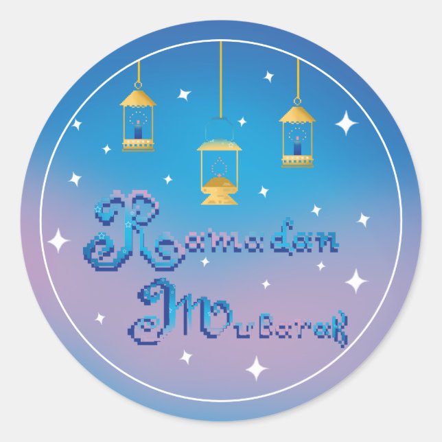 Pegatina Redonda Ramadan Mubarak (Anverso)