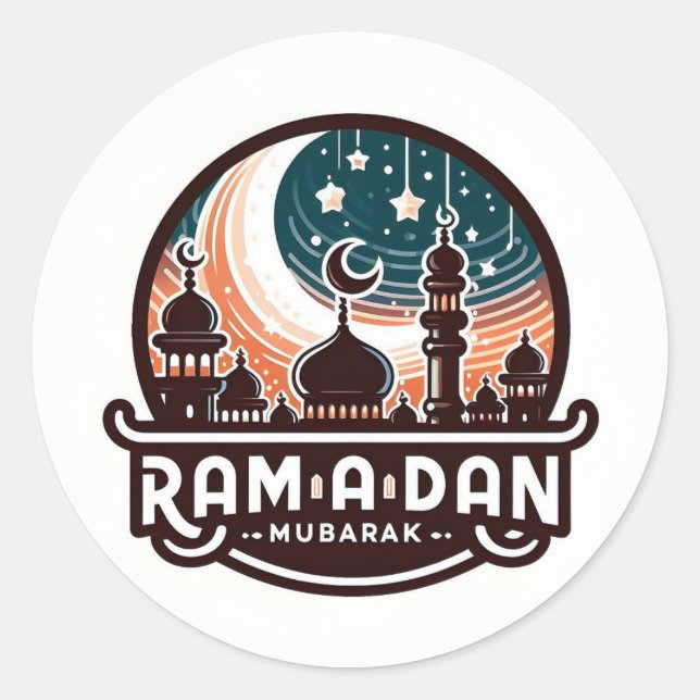 Pegatina Redonda Ramadan Mubarak (Anverso)