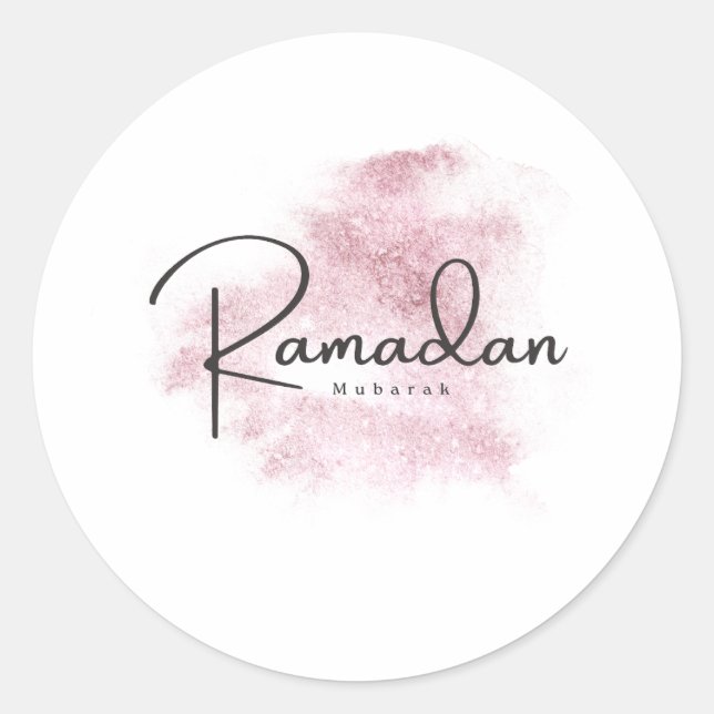 Pegatina Redonda Ramadan Mubarak karem (Anverso)