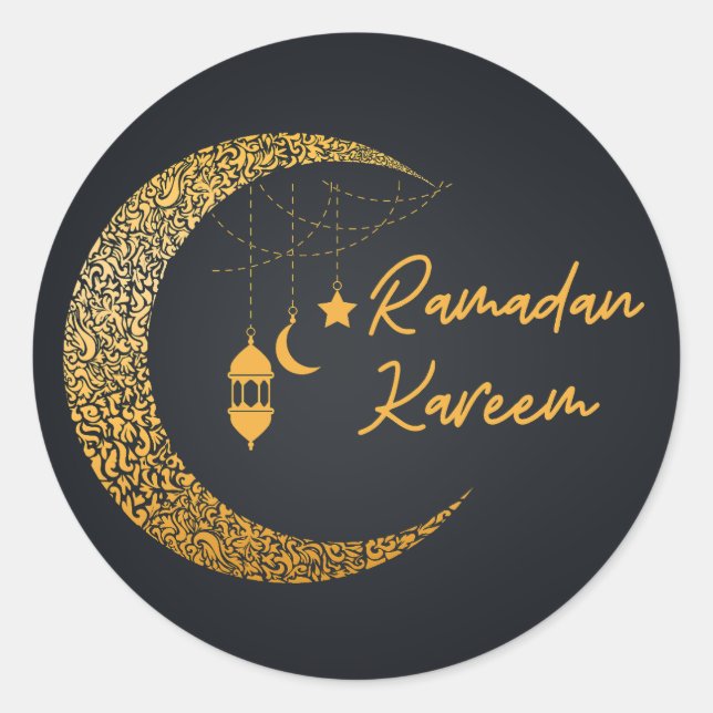 Pegatina Redonda Ramadan Mubarak - Ramadan Kareem - Eid Mubarak (Anverso)