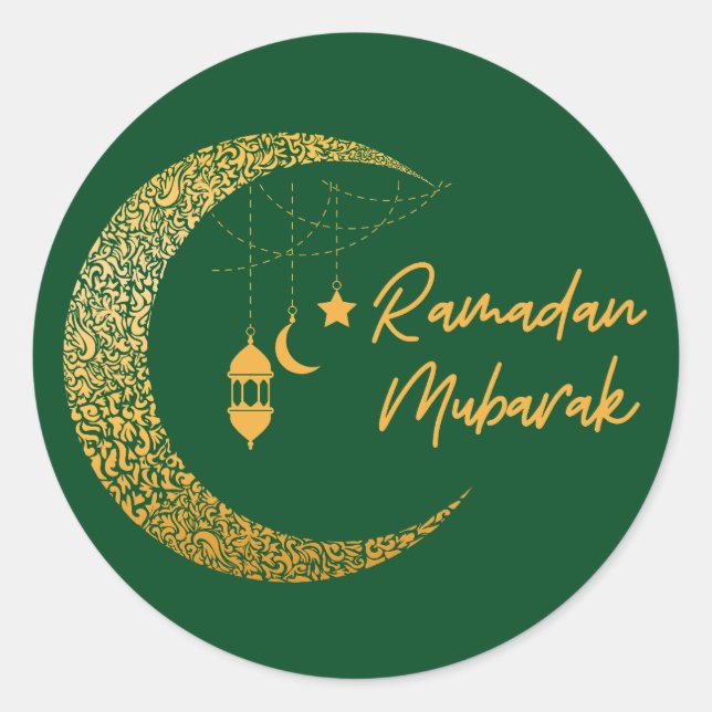 Pegatina Redonda Ramadan Mubarak - Ramadan Kareem - Eid Mubarak (Anverso)