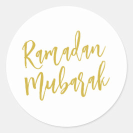 Pegatina Redonda Ramadan Mubarak Simple Gold Font Minimalista
