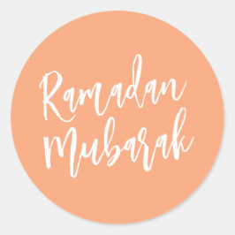 Pegatina Redonda Ramadan Mubarak Simple Peach Minimalista