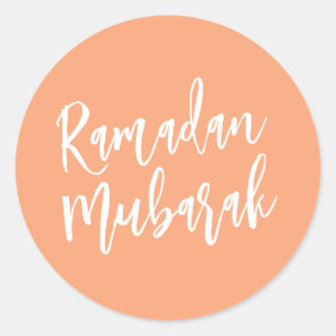 Pegatina Redonda Ramadan Mubarak Simple Peach Minimalista