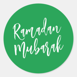Pegatina Redonda Ramadan Mubarak Simple Verde Minimalista