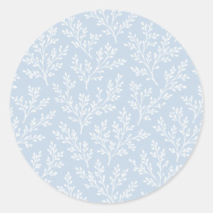 Pegatina Redonda Ramas de bosque neutrales - azul polvoriento