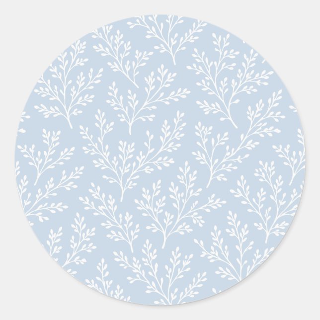 Pegatina Redonda Ramas de bosque neutrales - azul polvoriento (Anverso)