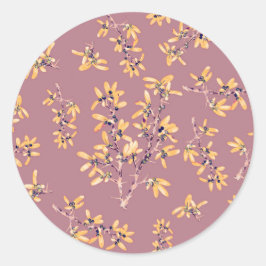 Pegatina Redonda Ramas de espinas negras amarillas