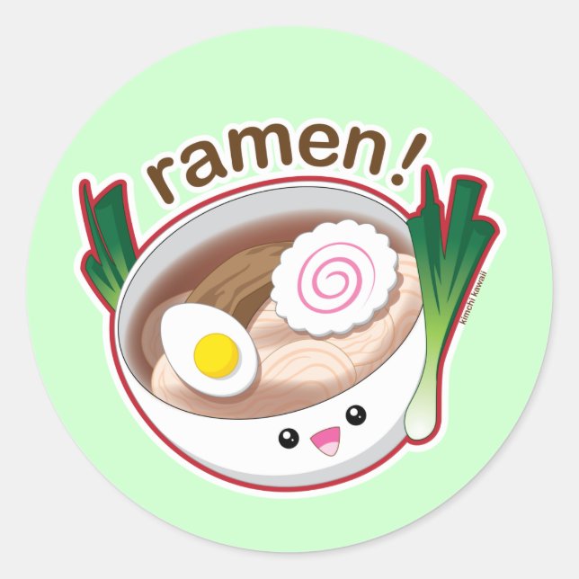 Pegatina Redonda ¡Ramen! (Anverso)