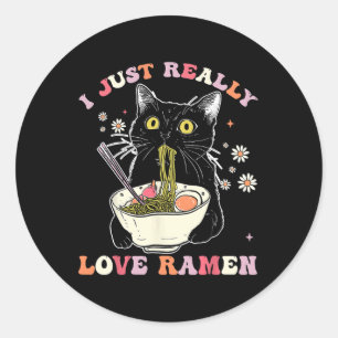 Pegatina Redonda Ramen Cat Anime Kawaii Clothes Otaku Clothing Mang