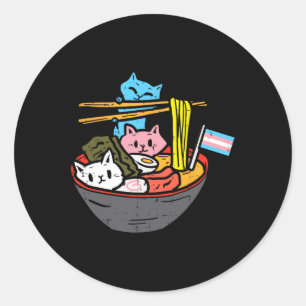 Pegatina Redonda Ramen Cat Transgender Lgbt Trans Orgullo Janpanese
