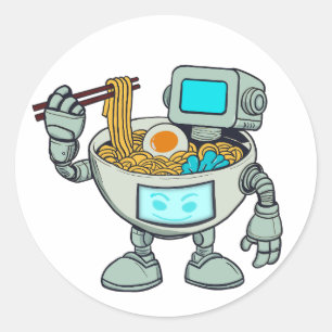 Pegatina Redonda Ramenbot