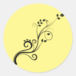 Pegatina Redonda ramificación de vid-hojas-embellecimiento