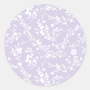 Pegatina Redonda Ramilletes de primavera neutros - Lavanda polvorie
