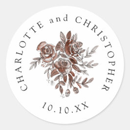 Pegatina Redonda ramo boda de rosas rosas rosas rubias