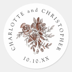 Pegatina Redonda ramo boda de rosas rosas rosas rubias