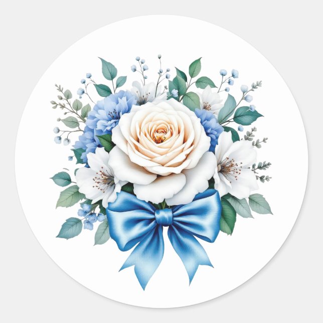 Pegatina Redonda Ramo de novia lindo personalizable  (Anverso)