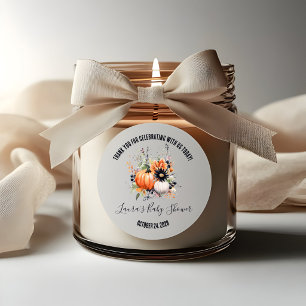 Pegatina Redonda Ramo Floral de Calabaza Favor de Baby Shower