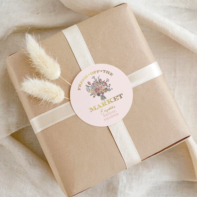 Pegatina Redonda Ramo Floral Fresco del Mercado Regalo de Despedida (Floral Bouquet Fresh off the Market Bridal Shower Classic Round Sticker)