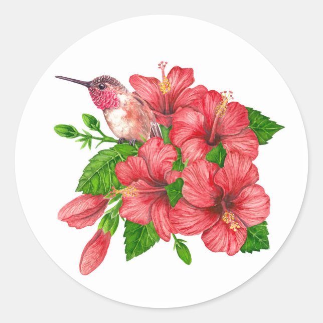 Pegatina Redonda Ramo tropical (Anverso)