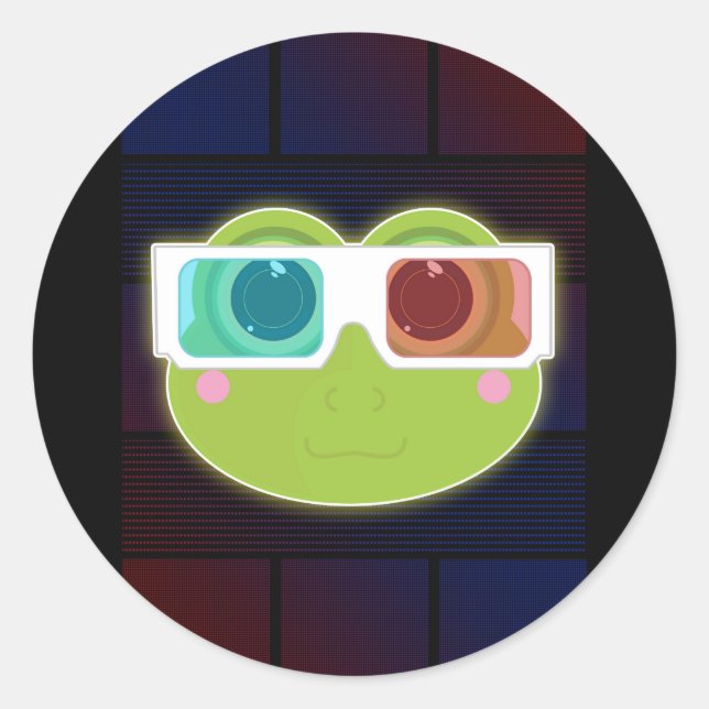 Pegatina Redonda Rana 3D (Anverso)