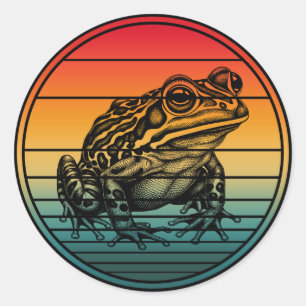 Pegatina Redonda Rana Anfibio Sapo Retro Vintage