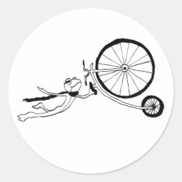 Pegatina Redonda Rana Ciclista