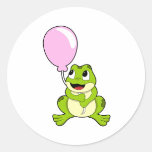 Pegatina Redonda Rana con globo