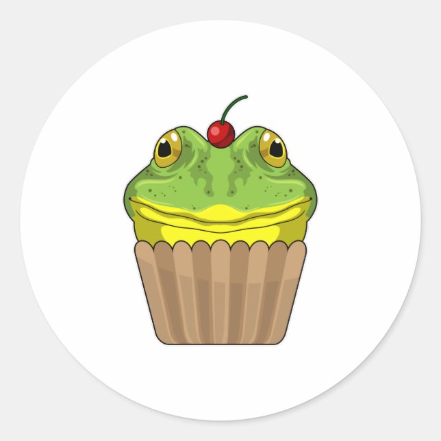 Pegatina Redonda Rana con Muffin (Anverso)