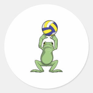 Pegatina Redonda Rana con voleibol