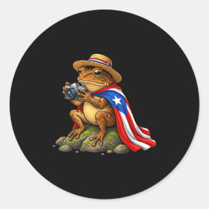 Pegatina Redonda Rana Coqui Divertida Puerto Rico
