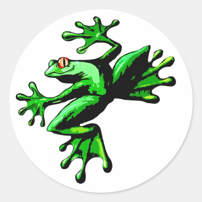 Pegatina Redonda Rana de árbol verde (Anverso)