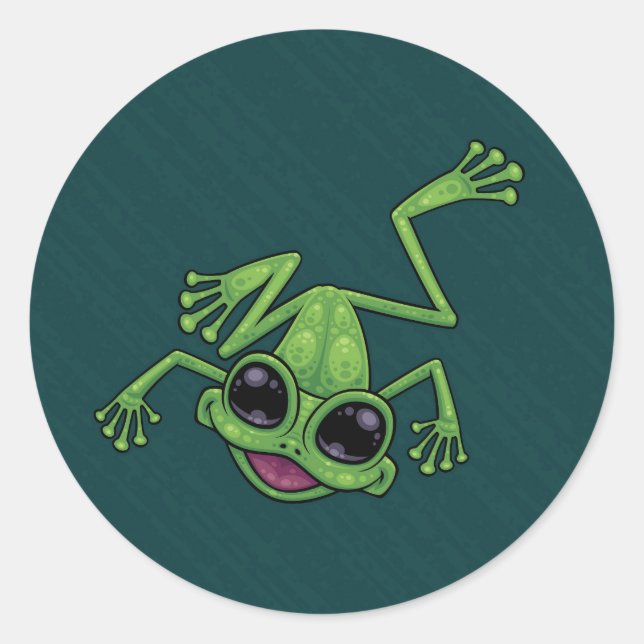 Pegatina Redonda Rana de árbol verde feliz (Anverso)