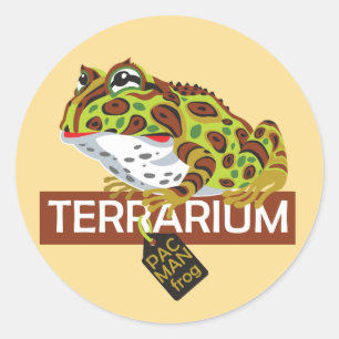 Pegatina Redonda rana de cuerno de pac-man