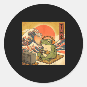 Pegatina Redonda Rana de juegos Arte Ukiyo-e Jugador japonés Anime