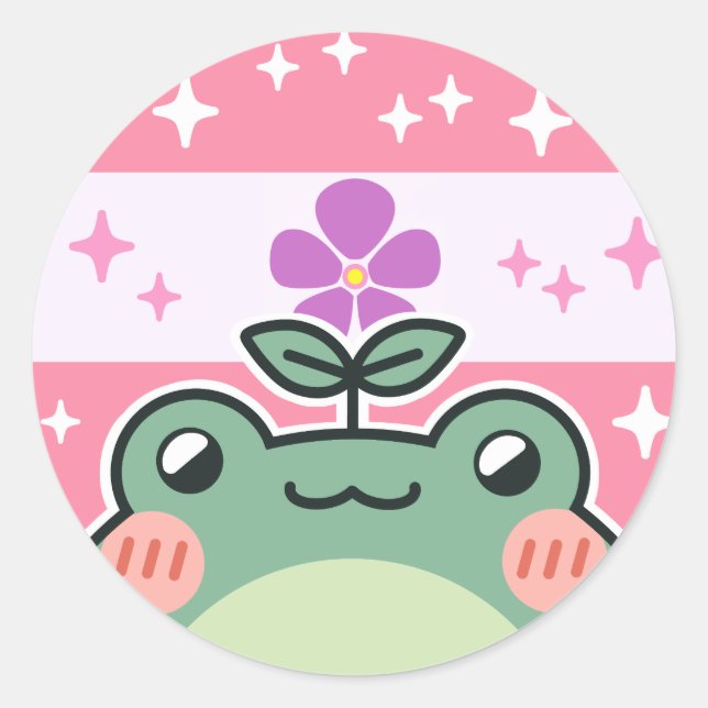 Pegatina Redonda Rana de la bandera del Orgullo LGBT espáfica (Anverso)