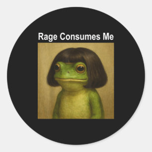 Pegatina Redonda Rana de la ira me consume divertida corte de pelo