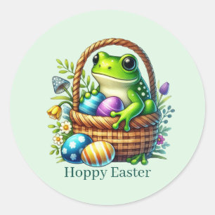 Pegatina Redonda Rana de Pascua hoppy linda 