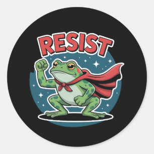 Pegatina Redonda Rana de Resistir Portland Rana de Protesta para Ho