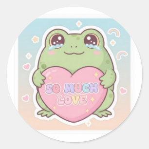 Pegatina Redonda Rana de Tanto Amor Sticker Rana Emocional Lindo Es