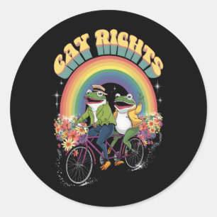 Pegatina Redonda Rana Divertida Derechos Gay LGBT Mes del Orgullo d