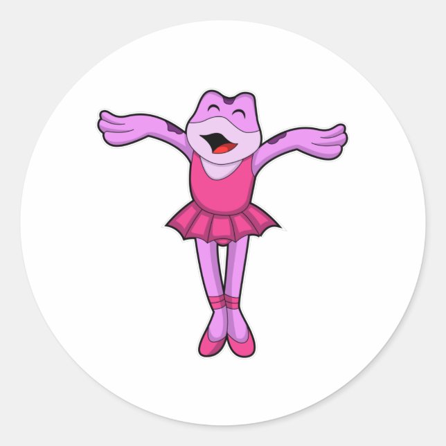 Pegatina Redonda Rana en ballet Dance con falda (Anverso)