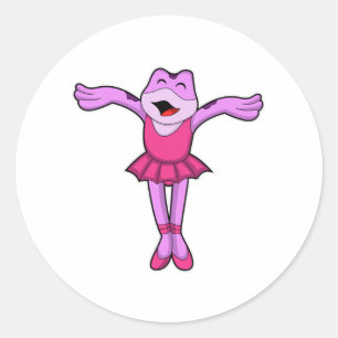 Pegatina Redonda Rana en ballet Dance con falda